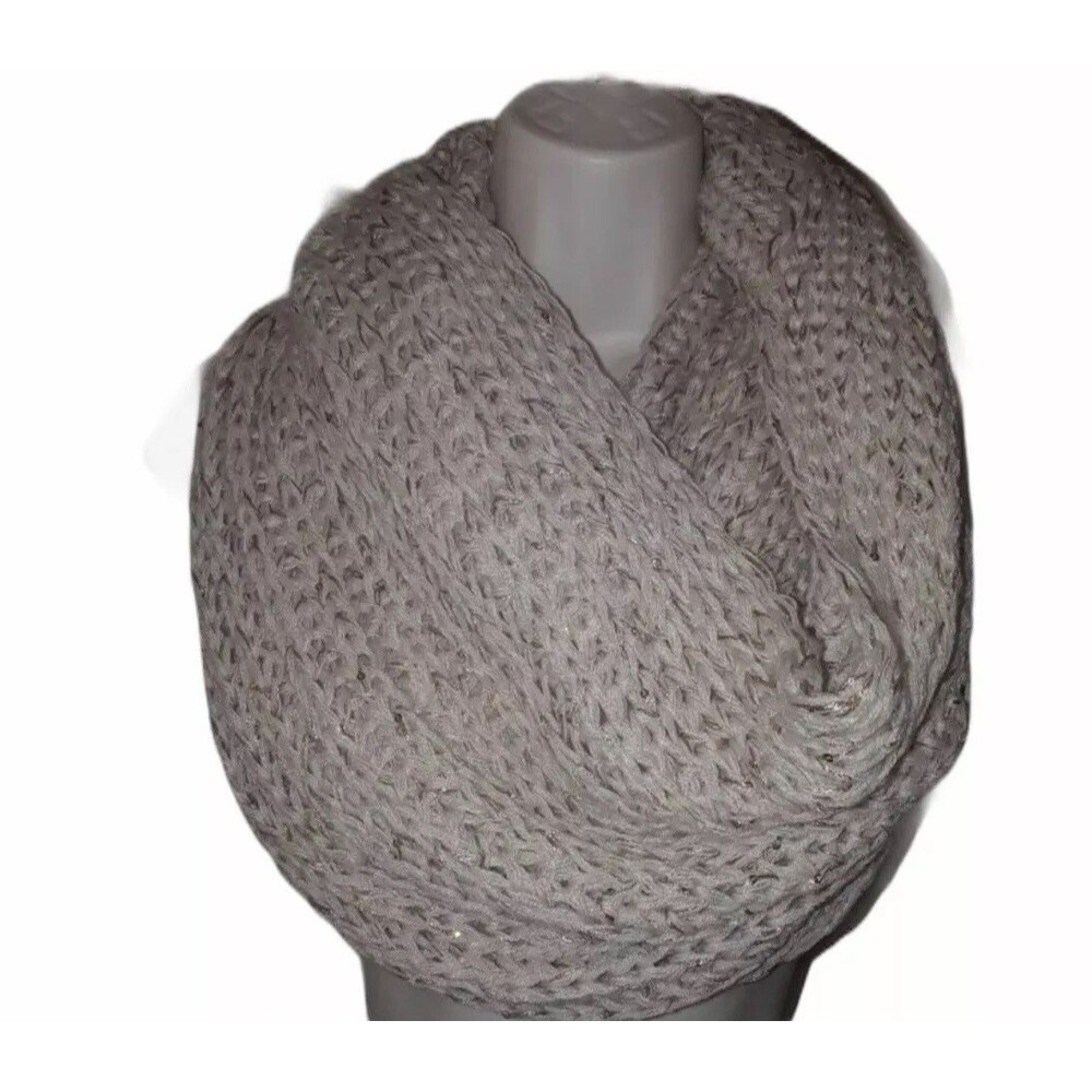 Francescas Beige Gold Knit Infinity Scarf